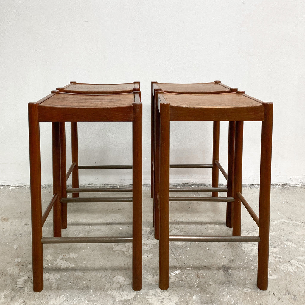 Pair Of Parker Mid Century Teak Bar Stools