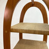 1980s Stretch Arch Sided Wicker Clad Shelves Cane