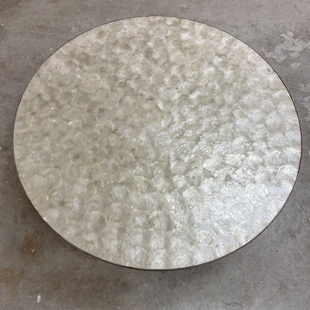 Mid Century 1960s Capiz Shell Top Coffee Table