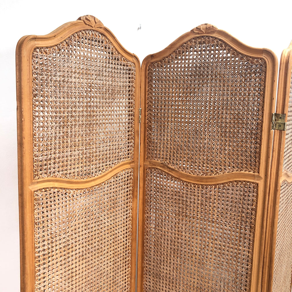 Vintage 3 Panel Rattan Folding Screen Room Divider