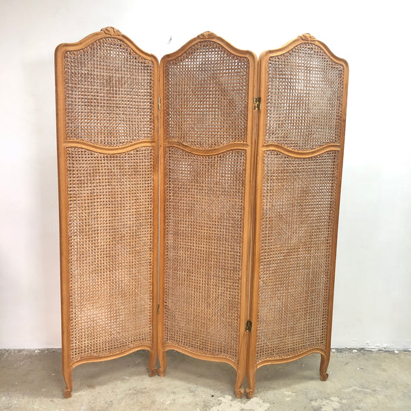 Vintage 3 Panel Rattan Folding Screen Room Divider
