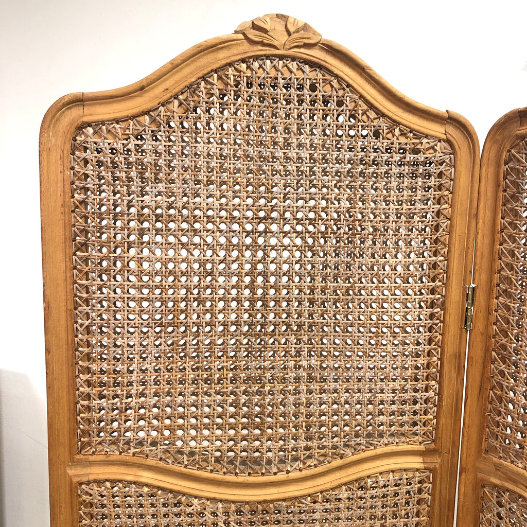 Vintage 3 Panel Rattan Folding Screen Room Divider