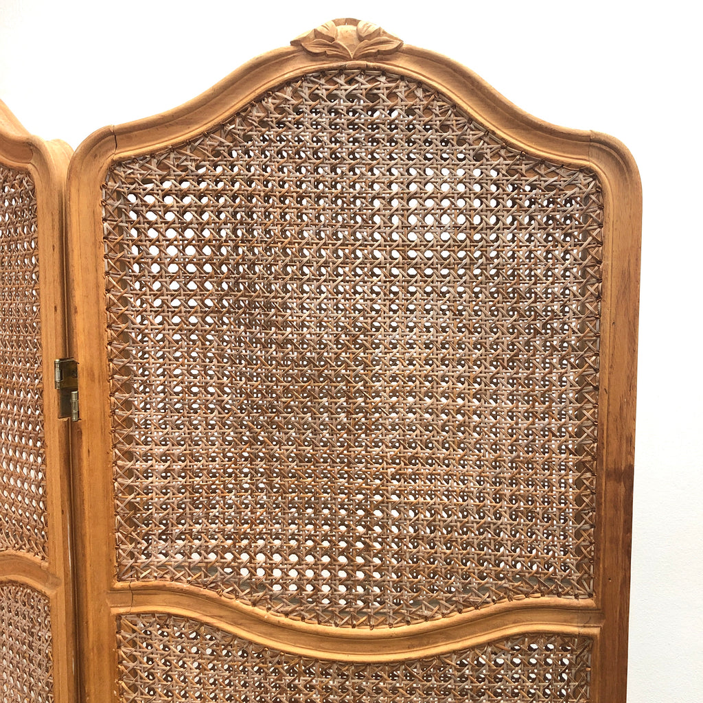 Vintage 3 Panel Rattan Folding Screen Room Divider
