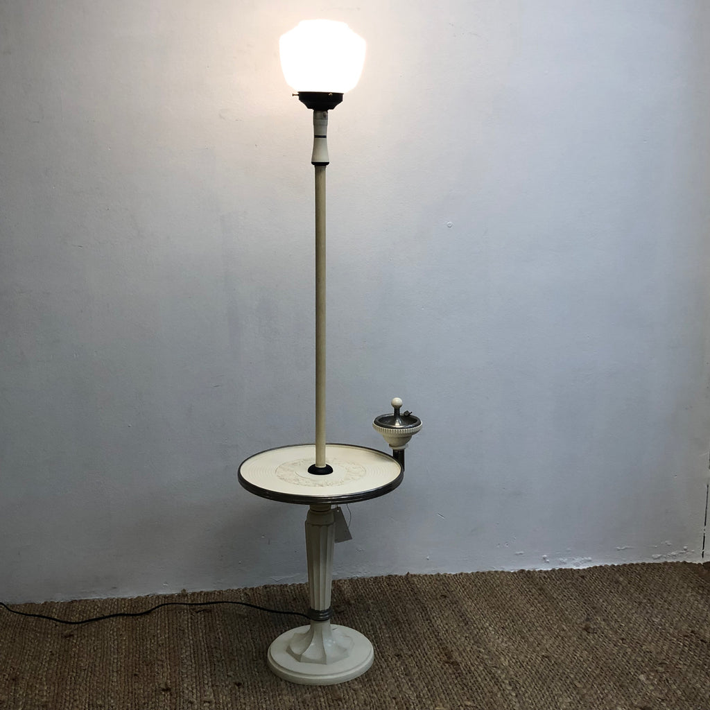 Art Deco Cream Bakelite Standard Lamp w/ Table
