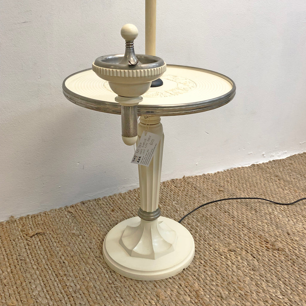 Art Deco Cream Bakelite Standard Lamp w/ Table