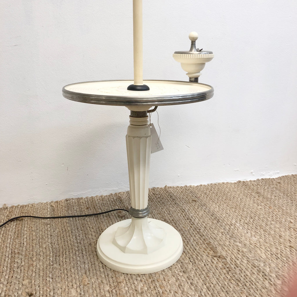 Art Deco Cream Bakelite Standard Lamp w/ Table