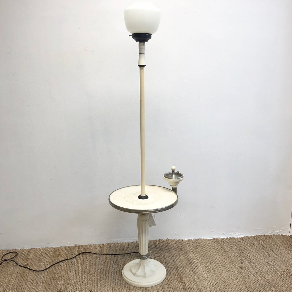 Art Deco Cream Bakelite Standard Lamp w/ Table