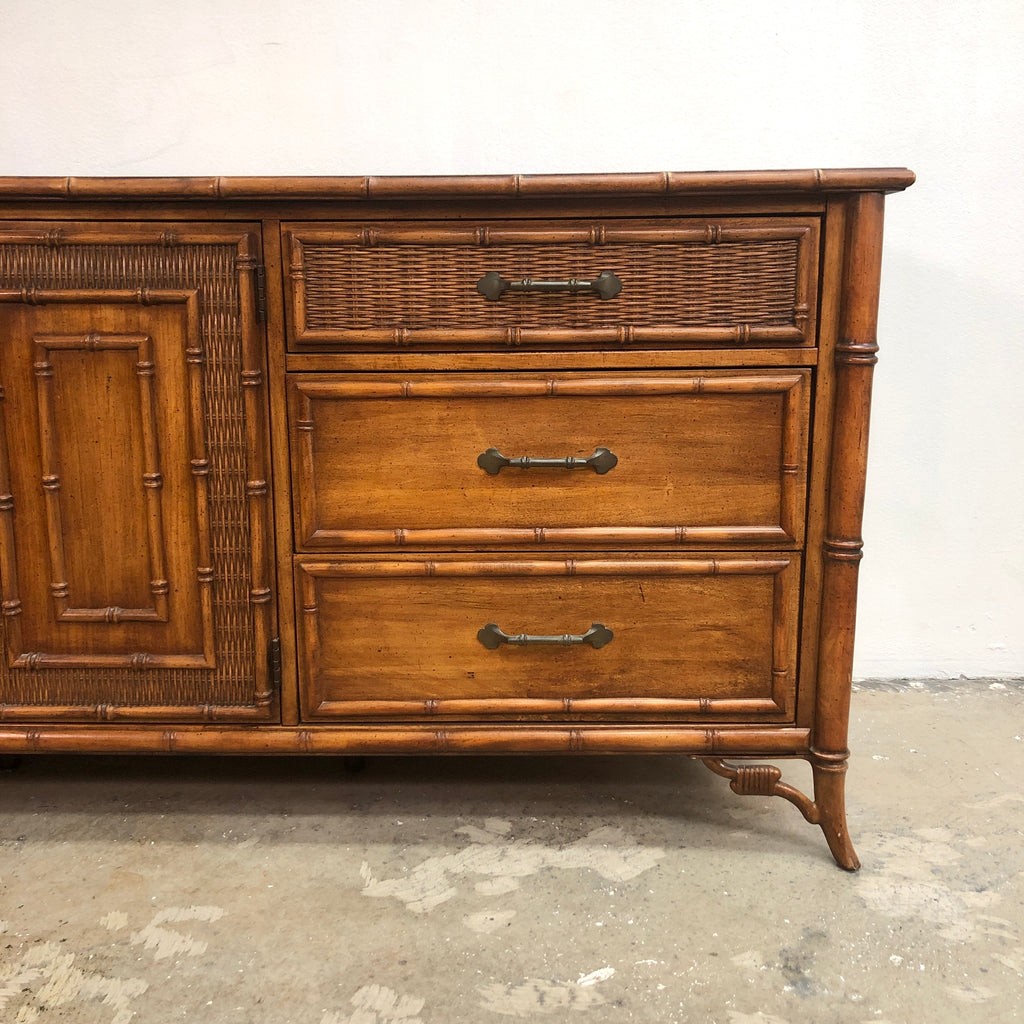 Vintage Faux Bamboo Sideboard Credenza By Stanley Furniture