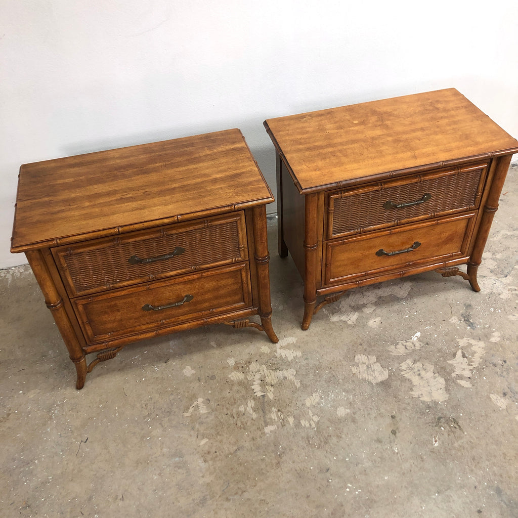 Vintage Faux Bamboo Pair of Bedside Tables