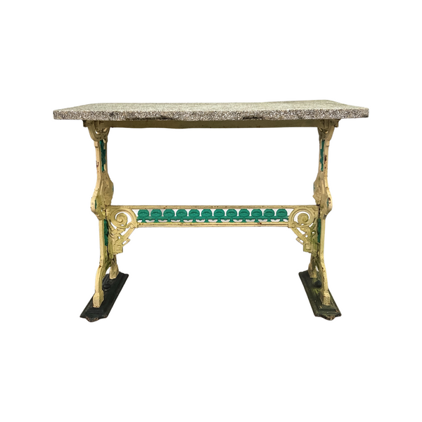 Antique Victorian Cast Iron Terrazzo Top Table