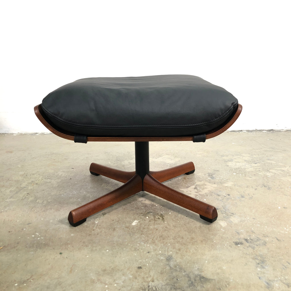 Tessa Mid Century Leather Swivel Footstool - New Upholstery
