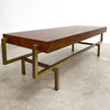 Restored Mid Century Walnut and Brass Coffee Table C1950