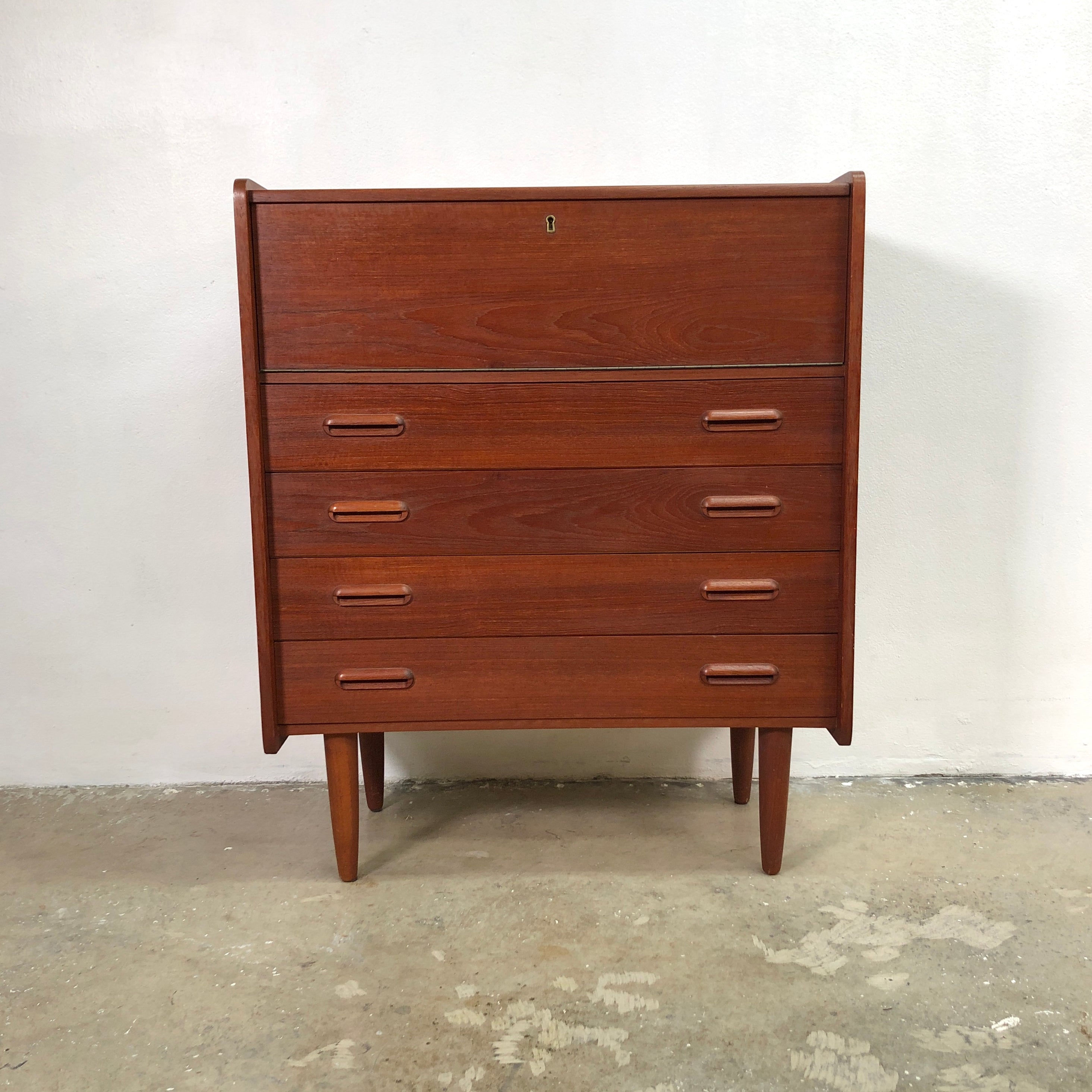 Danish Mid Century Modern Teak Bureau Or Desk– The Design Ark