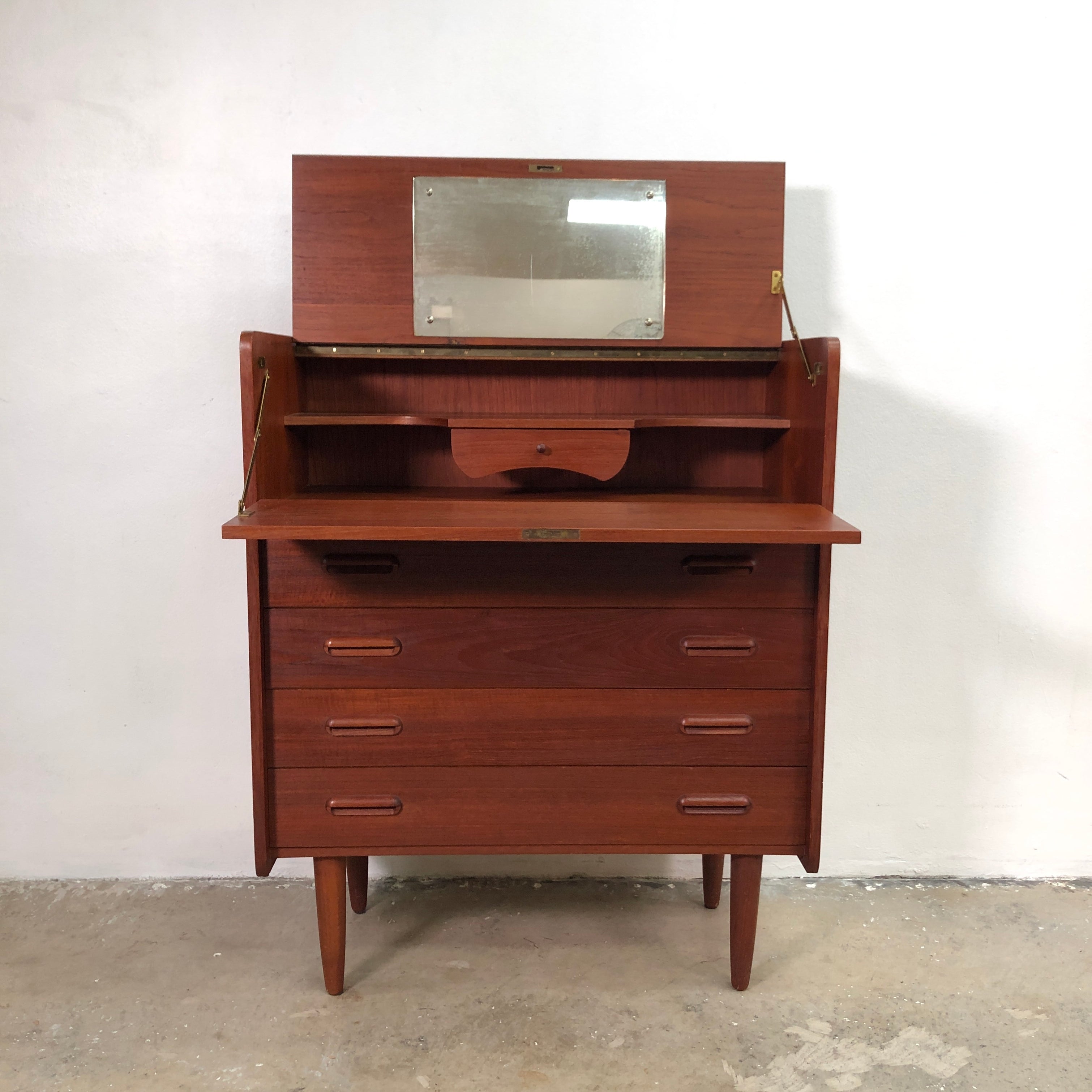 Danish Mid Century Modern Teak Bureau Or Desk– The Design Ark