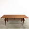 Restored Parker Mid Century Teak Coffee Table With Rattan Shelf