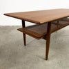 Restored Parker Mid Century Teak Coffee Table With Rattan Shelf