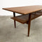 Restored Parker Mid Century Teak Coffee Table With Rattan Shelf