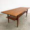 Restored Parker Mid Century Teak Coffee Table With Rattan Shelf