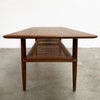 Restored Parker Mid Century Teak Coffee Table With Rattan Shelf