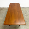 Restored Parker Mid Century Teak Coffee Table With Rattan Shelf