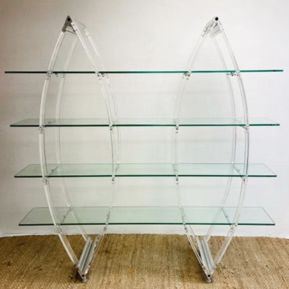 Futuristic European Glass Shelving Unit