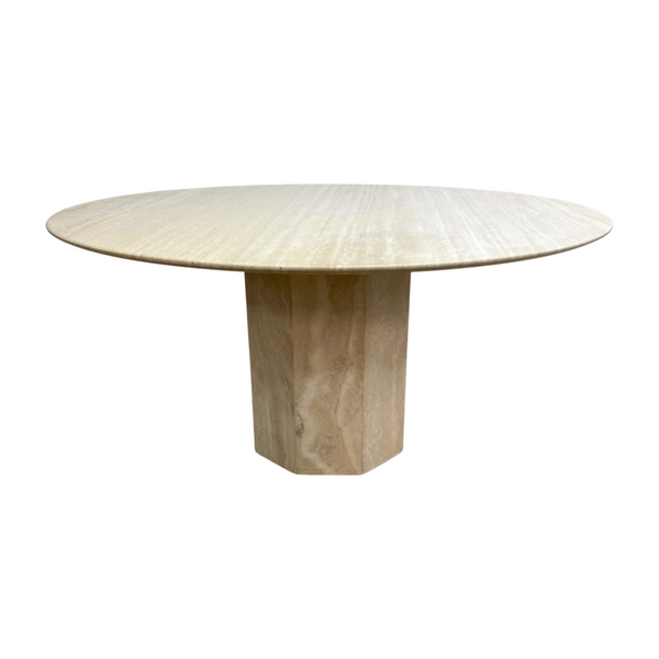 Vintage Round Travertine Dining Table