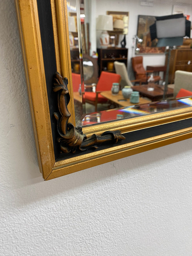 Vintage Bevelled Edge Mirror With Gold Frame