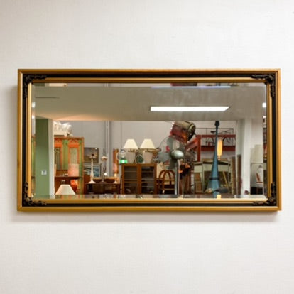 Vintage Bevelled Edge Mirror With Gold Frame