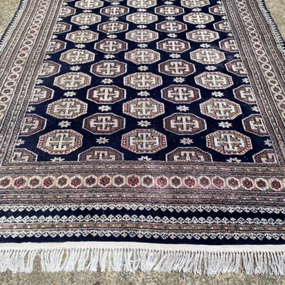 Vintage Blue Ground Handmade Wool Rug