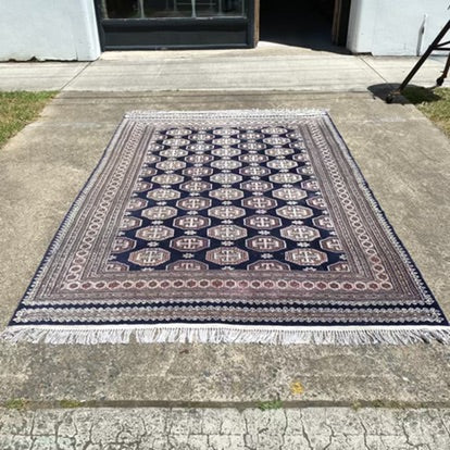 Vintage Blue Ground Handmade Wool Rug