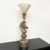 STUNNING PAIR OF SILVER PLATED ANTIQUE HORSE HEAD TABLE LAMPS