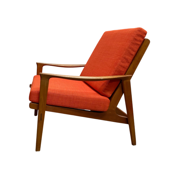 Parker Mid Century Teak Armchair Lounge Chair - Reupholstered