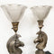 STUNNING PAIR OF SILVER PLATED ANTIQUE HORSE HEAD TABLE LAMPS