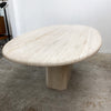 Large Oval Mid Century Italian Travertine Pedestal Dining Table