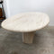 Large Oval Mid Century Italian Travertine Pedestal Dining Table