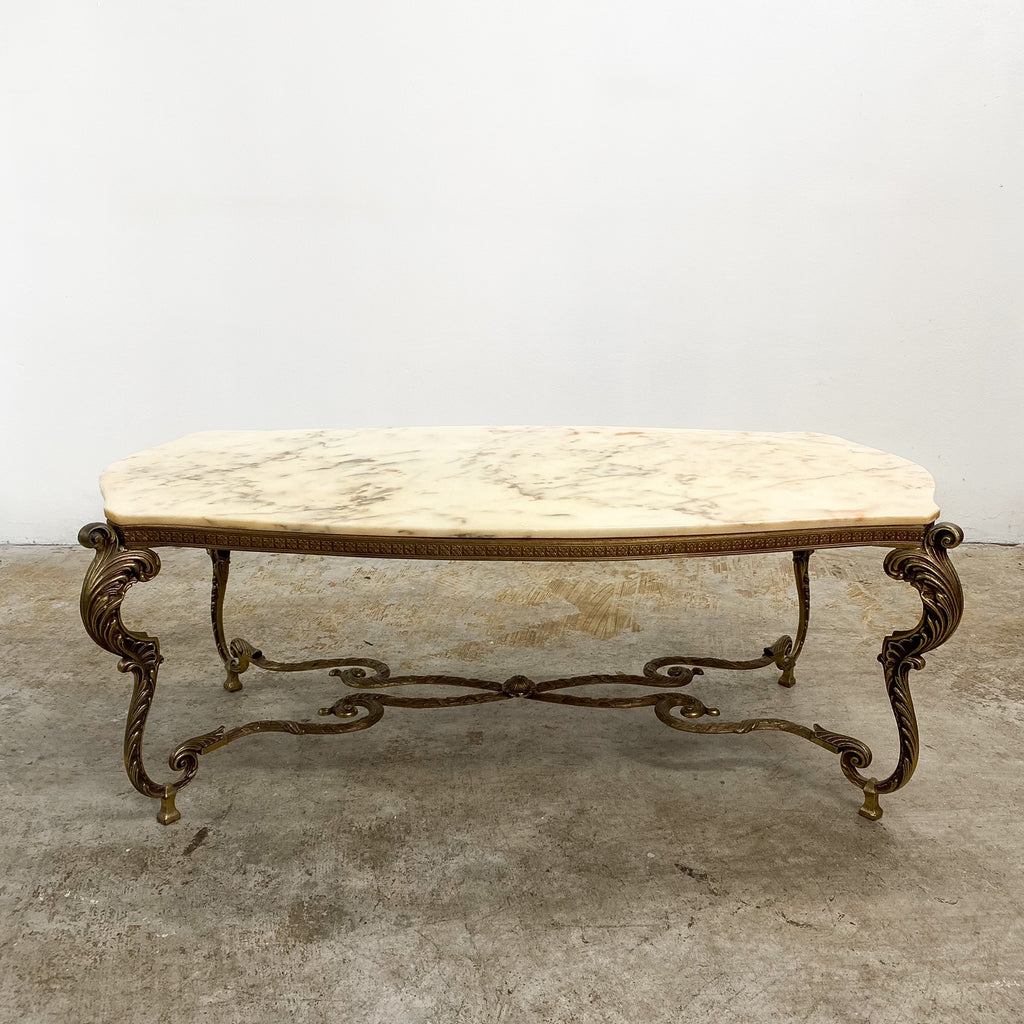 MID CENTURY ITALIAN MARBLE TOP COFFEE TABLE