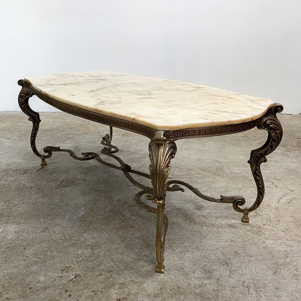 MID CENTURY ITALIAN MARBLE TOP COFFEE TABLE