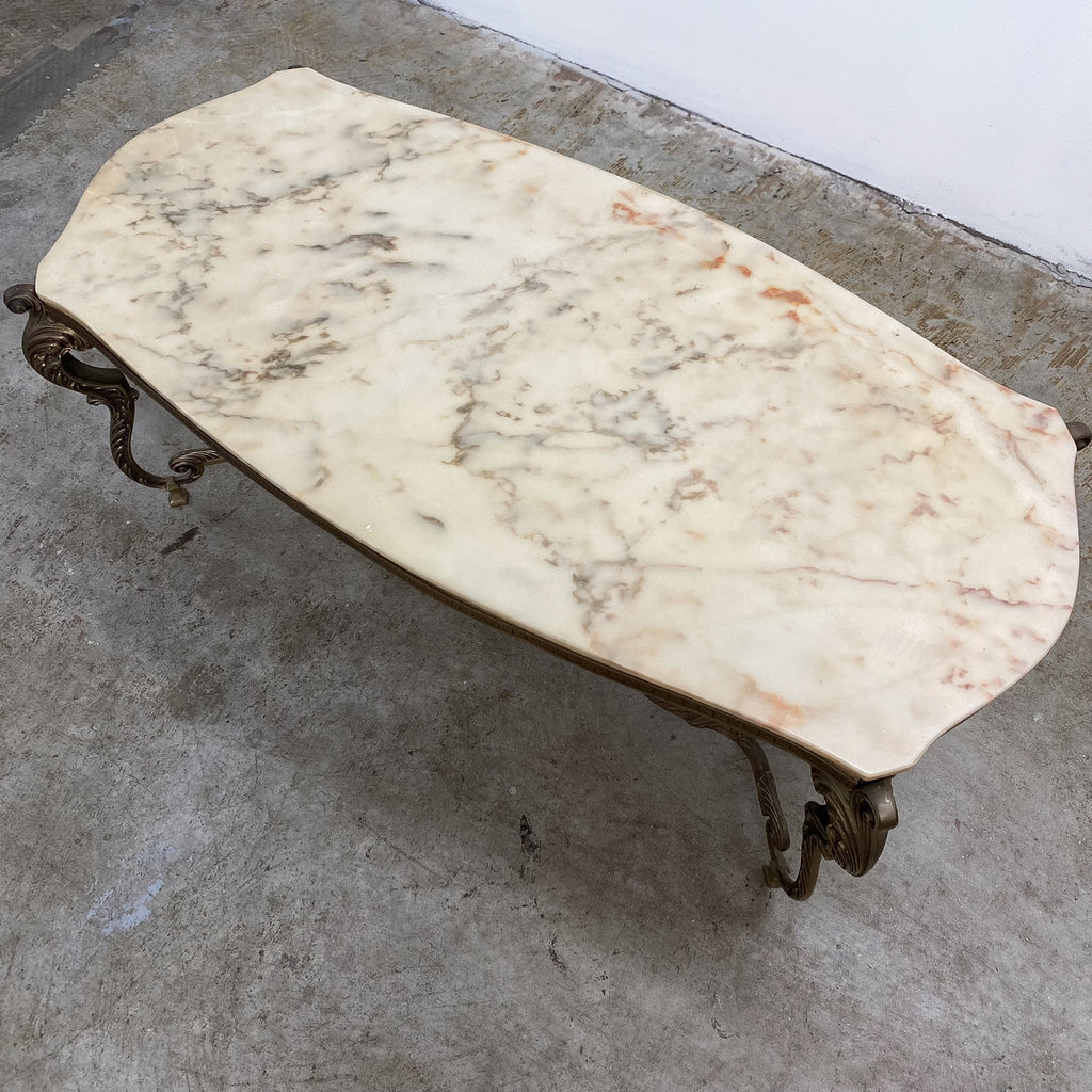 MID CENTURY ITALIAN MARBLE TOP COFFEE TABLE