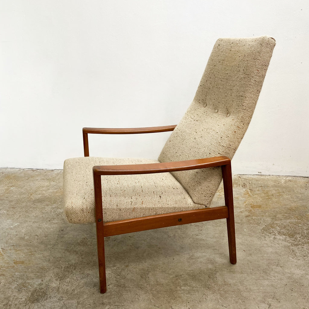PAIR OF TEAK MID CENTURY HIGH BACK ARMCHAIRS