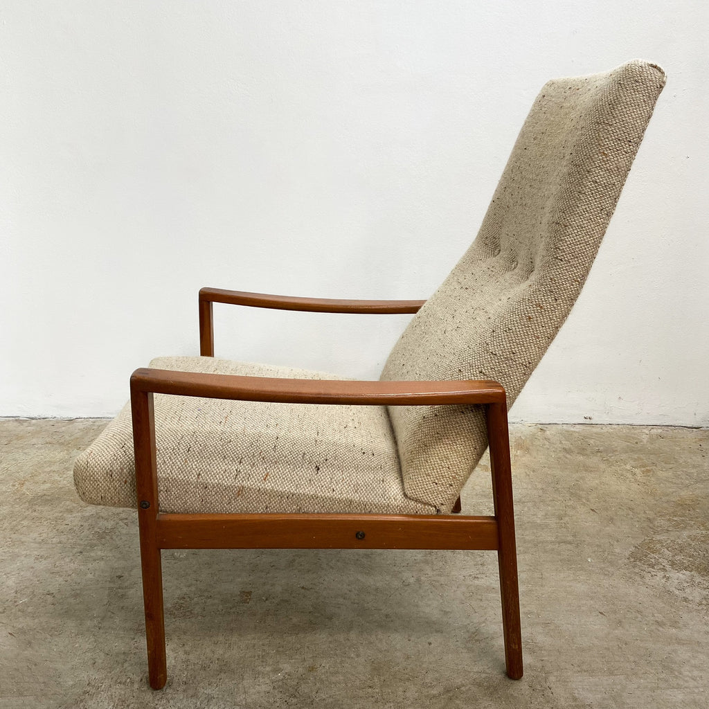 PAIR OF TEAK MID CENTURY HIGH BACK ARMCHAIRS