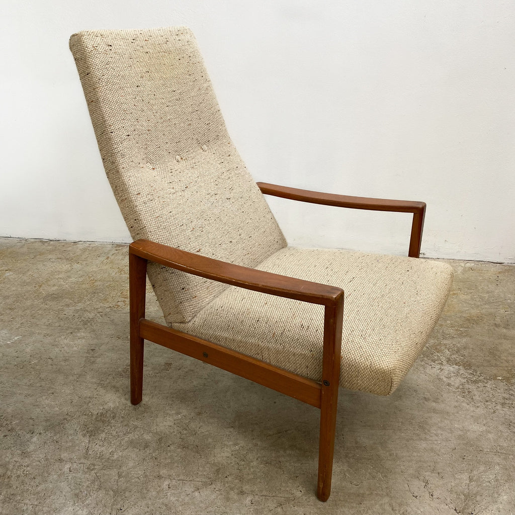 PAIR OF TEAK MID CENTURY HIGH BACK ARMCHAIRS