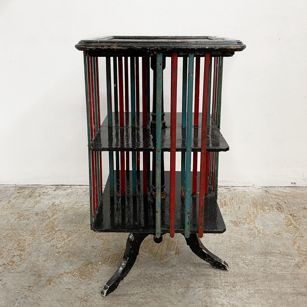 ANTIQUE REVOLVING BOOKCASE WITH MARBLE TOP