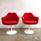 Pair Of 1960's Eero Saarinen Fully Upholstered Tulip Swivel Dining Chairs