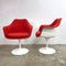 Pair Of 1960's Eero Saarinen Fully Upholstered Tulip Swivel Dining Chairs