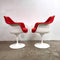 Pair Of 1960's Eero Saarinen Fully Upholstered Tulip Swivel Dining Chairs