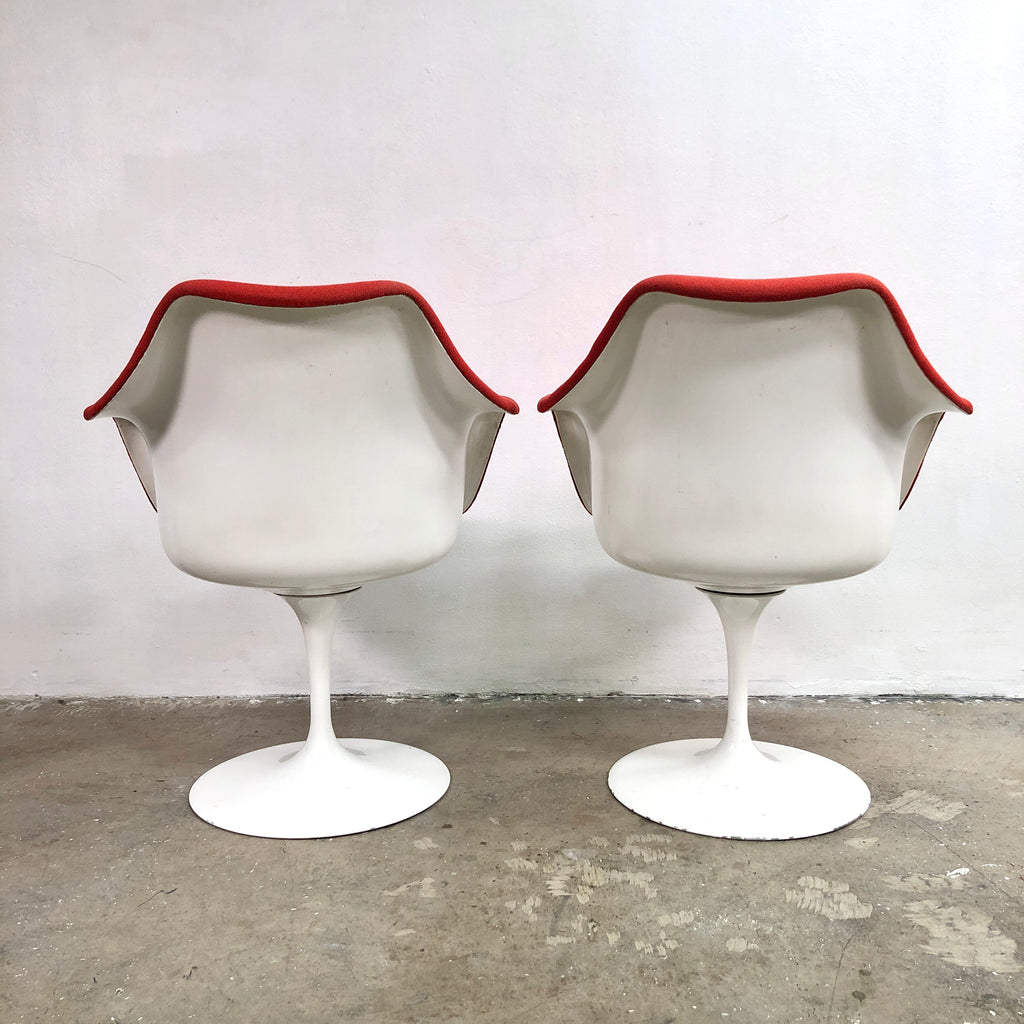 Pair Of 1960's Eero Saarinen Fully Upholstered Tulip Swivel Dining Chairs