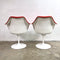 Pair Of 1960's Eero Saarinen Fully Upholstered Tulip Swivel Dining Chairs