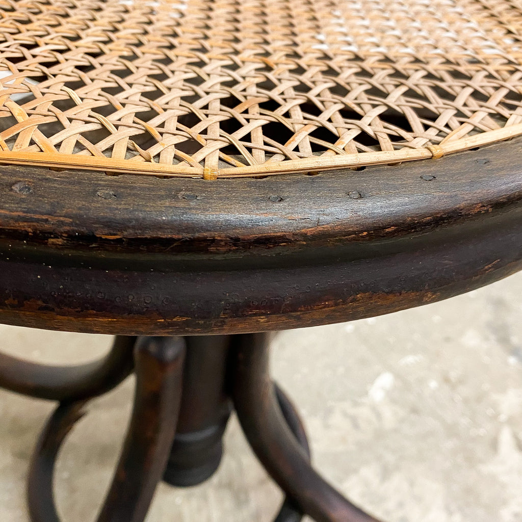 Antique Bentwood Rattan Piano Stool