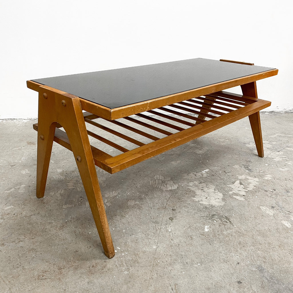 Mid Century Black Vitrolite Coffee Table