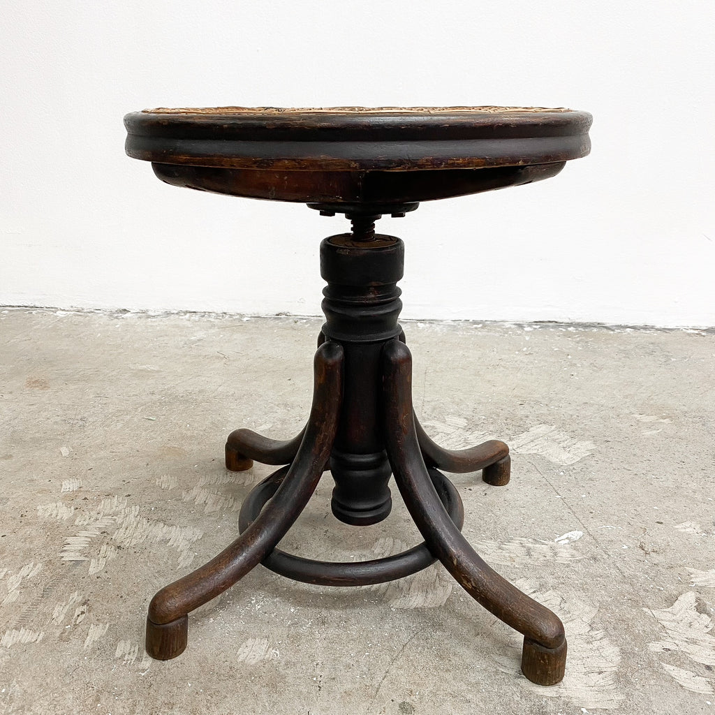 Antique Bentwood Rattan Piano Stool